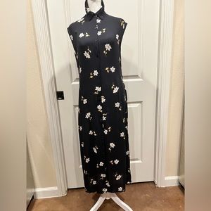 NWOT Billabong Button Down Side Slit Black Floral Dress Size XS